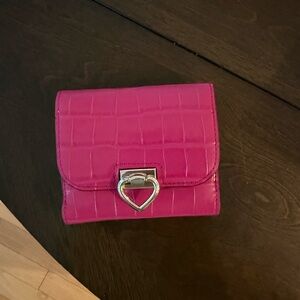 Kate Spade Fuchsia Crocodile-Embossed Card Holder
